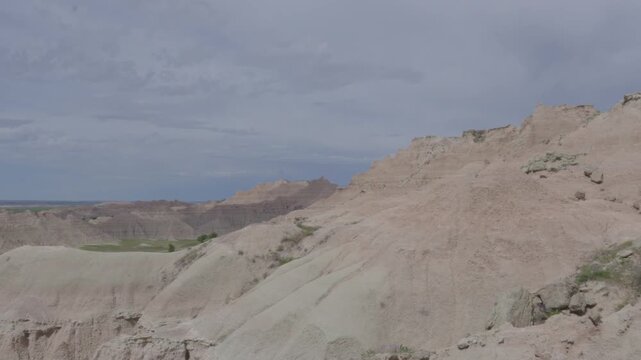 Overlook of dramatic formations at Badlands National Park