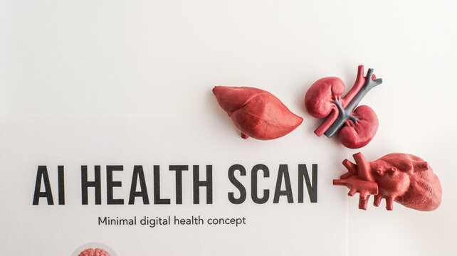 AI health scan concept with human organs and digital technology elements