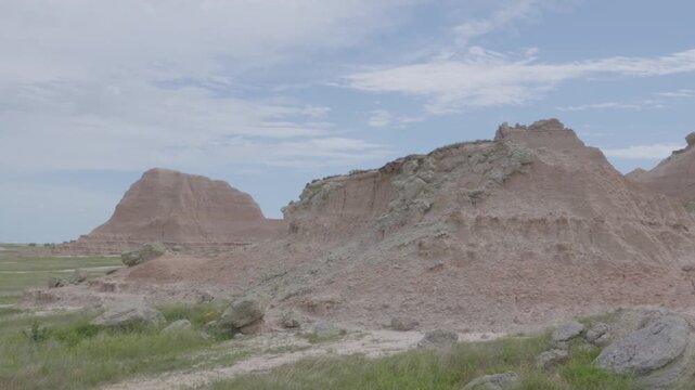 Overlook of dramatic formations at Badlands National Park