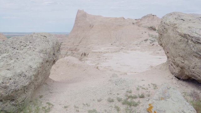 Overlook of dramatic formations at Badlands National Park