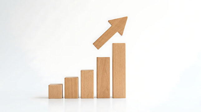 Wooden block chart showing growth, success and progress concept