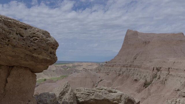 Overlook of dramatic formations at Badlands National Park