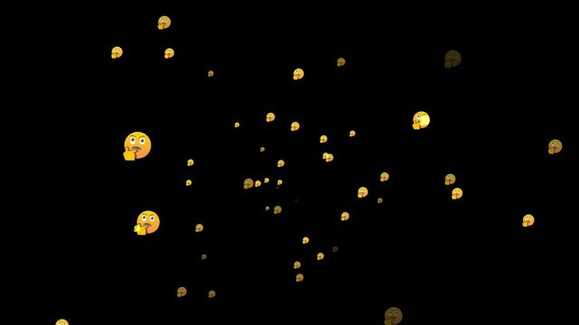 Floating Thinking Emoji Animation. Questioning Reaction Icon. Curious Emotion Motion Background Loop