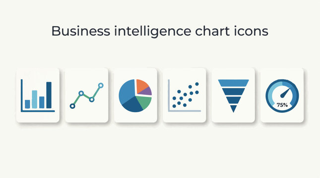 Data Visualization Scatter Plot and Statistical Distribution Chart Vector Set.Modern Hexagon and Grid Data Analytics Icon Set Vector Illustration.Colorful Business Growth Strategy and Financial Succes