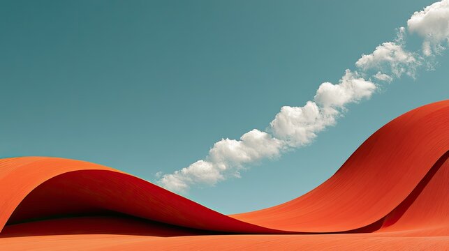 Rolling orange dunes beneath a vast sky with wispy clouds