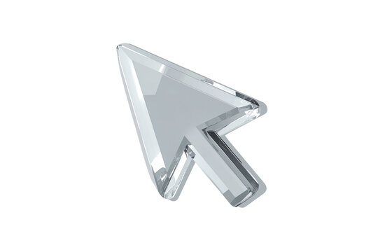 Clear glass mouse pointer icon isolated on transparent background