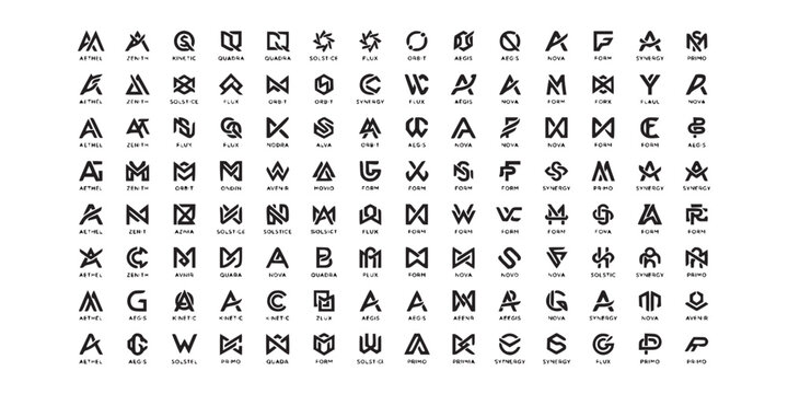 Monogram logo design collection of abstract geometric letters with monogram