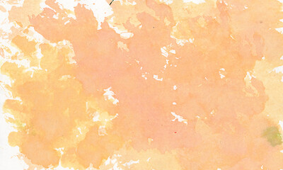 Fototapeta premium Abstract watercolor background with soft peach and yellow paint wash on textured paper