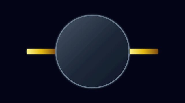 Abstract loading spinner animation with rotating golden gear and progress bar on dark 4k background