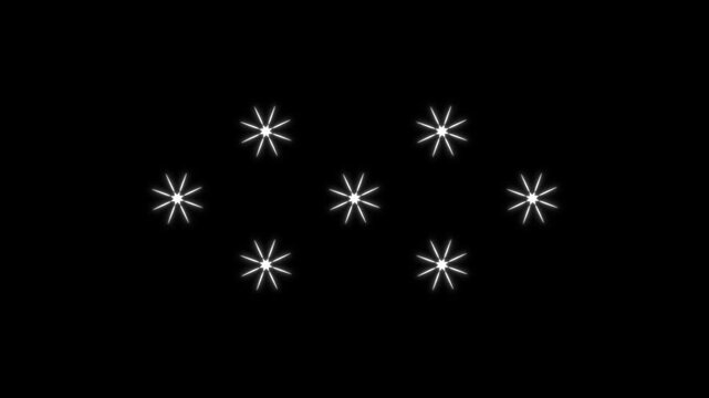 Twinkling white star particles appearing and fading in pattern on black background animation