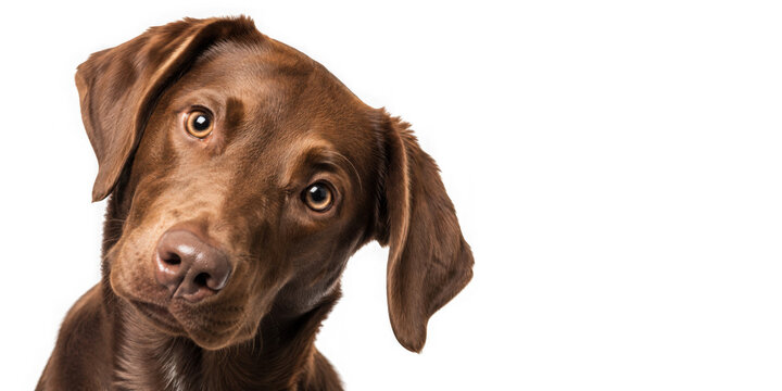 Cute playful doggy or pet is playing and looking happy isolated on transparent background. Brown weimaraner young dog is posing. Cute, happy crazy dog headshot smiling on transparent,  png