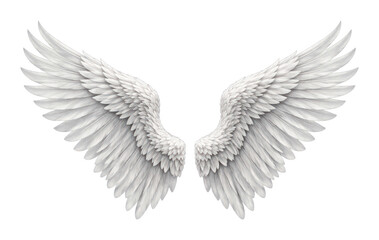 Fototapeta premium PNG Elegant white angel wings illustration on white background.
