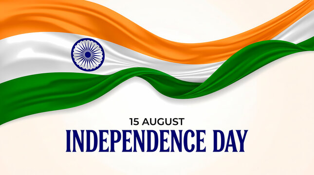 Waving Indian flag background for Independence Day celebration on August 15th.