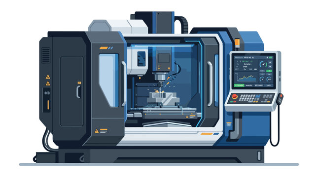 Modern industrial CNC milling machine for precision manufacturing.