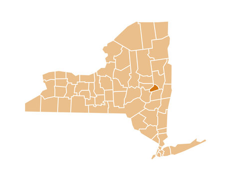 Schenectady County Highlighted on New York State Map in Orange Color