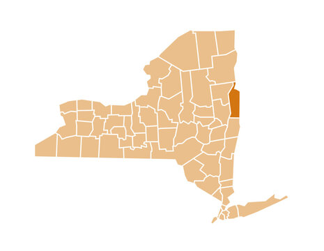 Washington County Highlighted on New York State Map in Orange Color
