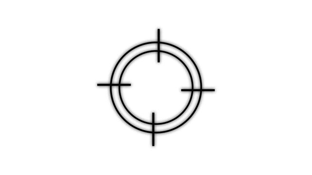 Light target icon animation. Military training, Military target icon animation on black background.4k video animated.