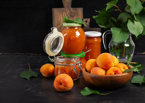 Rustic Still Life with Apricots and Homemade Jam