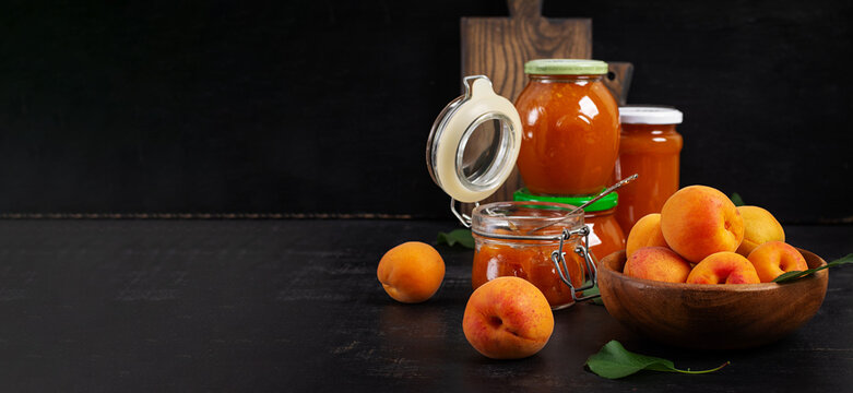 Summer Harvest of Fresh Apricots and Fruit Preserves. Banner