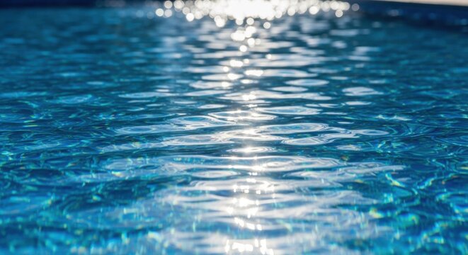 Rippling Blue Pool Water Surface With Sun Reflections Dancing