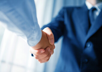 Business people shaking hands in office. Professional partners making a successful deal. © HA Sento
