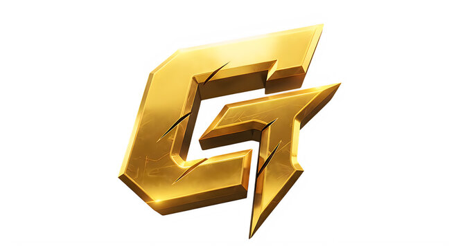 Golden 3d stylized letter s and f logo design isolated transparent background