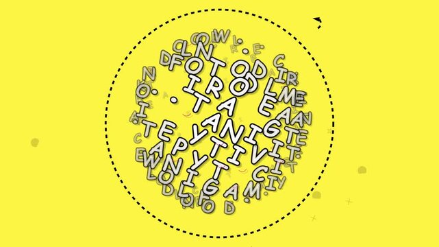 Kinetic Typography Animation with Floating Creative Buzzwords on Yellow