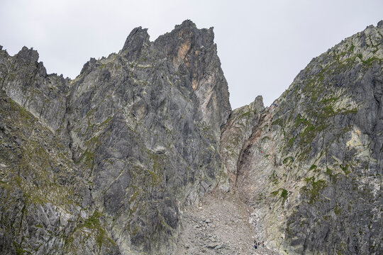 Priecne sedlo mountain pass in the High Tatras, Slovakia