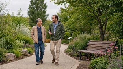 Obraz premium Dementia Friendly Community Supportive Walk Through a Garden