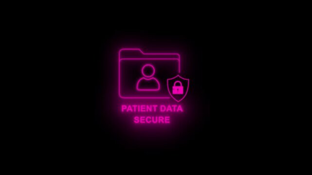 digital patient data security interface cloud protection privacy lock hologram and electronic health record safety system network access. safety for lock animation.