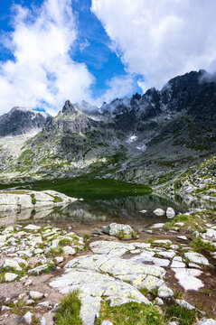 Mountain lake in the Valley of Five Spis Lakes in the High Tatras, Slovakia