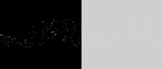Obraz premium Space dust golden sparks and gold stars shine with special light. Christmas abstract galaxy pattern. Bright highlights and glowing glitter on magical atmosphere. Vector illustration png. 