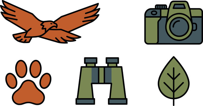 Set of outdoor nature exploration icons