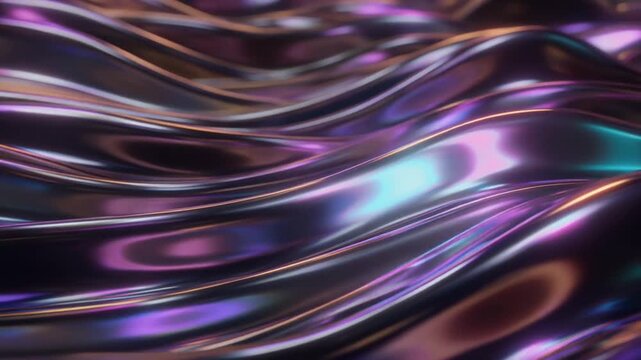 Chrome ribbon loop reflective waves bending smoothly with metallic highlights shimmering elegantly