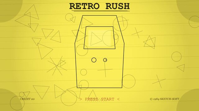 Retro Arcade Game Machine Animation with Moving Geometric Shapes Background