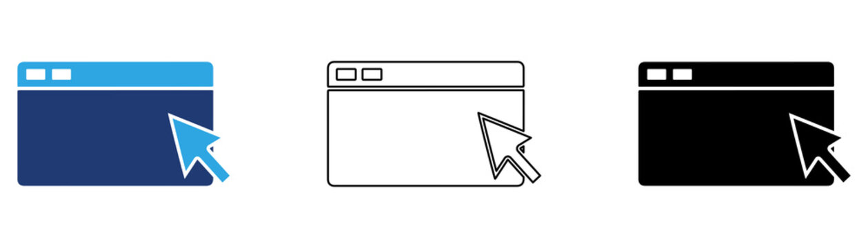 Multicolor Browser Cursor Icon Set with Filled and Outline Styles for Website Navigation Mouse Pointer Web Interface Online Clicking and Internet Browsing Isolated on Transparent Background