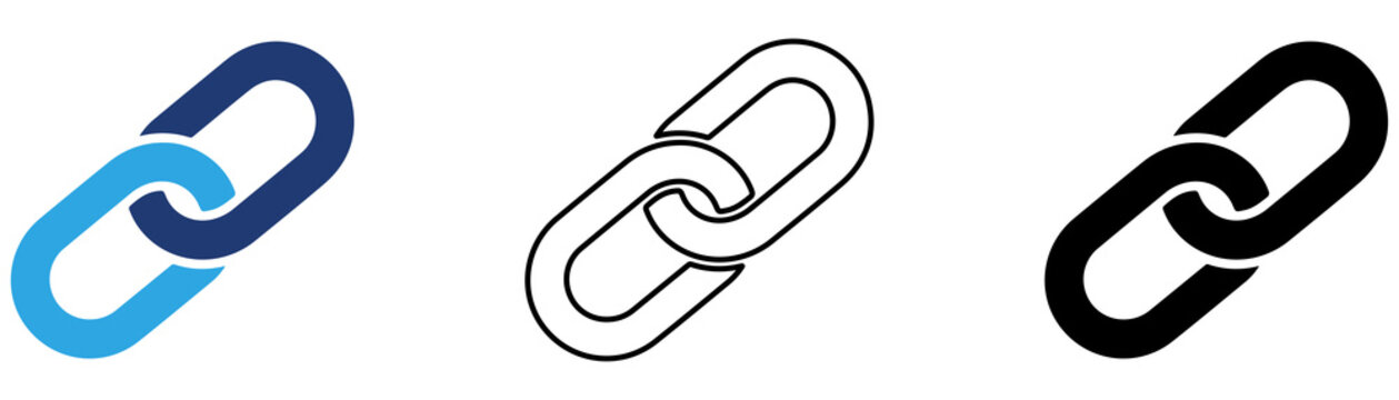 Multicolor Chain Link Icon Set with Filled and Outline Styles for Connection Hyperlink Website Linking Network and Digital Communication Isolated on Transparent Background