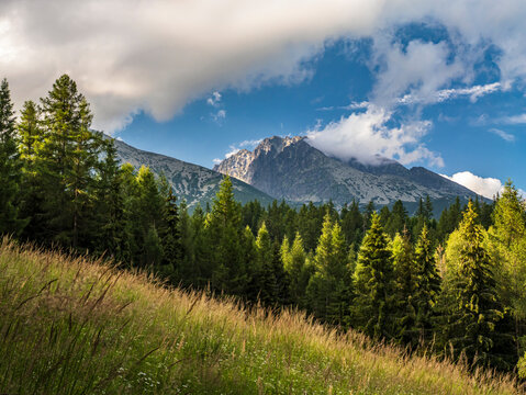 Gerlach Peak Highest Mountain in High Tatras Under Dramatic Clouds