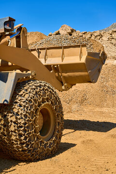Heavy machinery in a copper mine setting