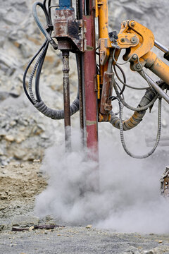 Drilling machine in an open-pit copper mining operation