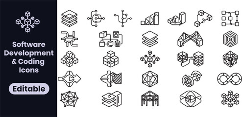 Fototapeta premium Software Development and Coding Icons Set for DevOps Programming Architecture and System Engineering