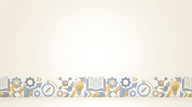 Abstract background with a bottom border of colorful hand drawn engineering and science icons on beige