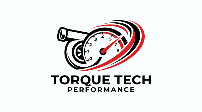 Torque Tech Performance Logo Featuring a Turbocharger and Speedometer for Automotive Tuning Service