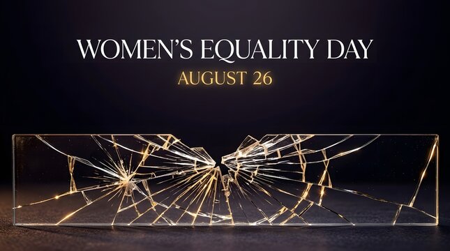 Womens equality day august 26 concept with broken glass representing the shattering of the glass ceiling