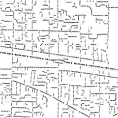 Typographic Map of the City Aloha (Oregon, USA) showing the city center only with street names © TipTopMap