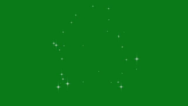 Glitter star sparkles burst, magical star dust trail, fairy tail glitter particles sparkling, cinematic light effect with shimmering starlight trail on green background, glitter stars isolated, 4k