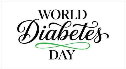 Fototapeta premium World diabetes day typography with green flourish a vector illustration on a white background awareness