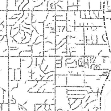Typographic Map of the City Casas Adobes (Arizona, USA) showing the city center only with street names