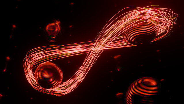 3d render of entangled particles in a quantum environment.