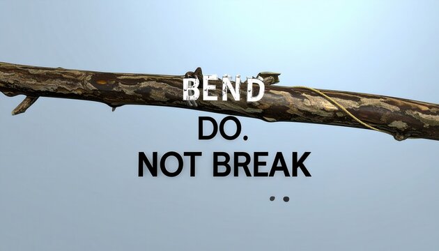 A weathered wooden branch bending under pressure with the motivational message 'Bend. Do Not Break.'